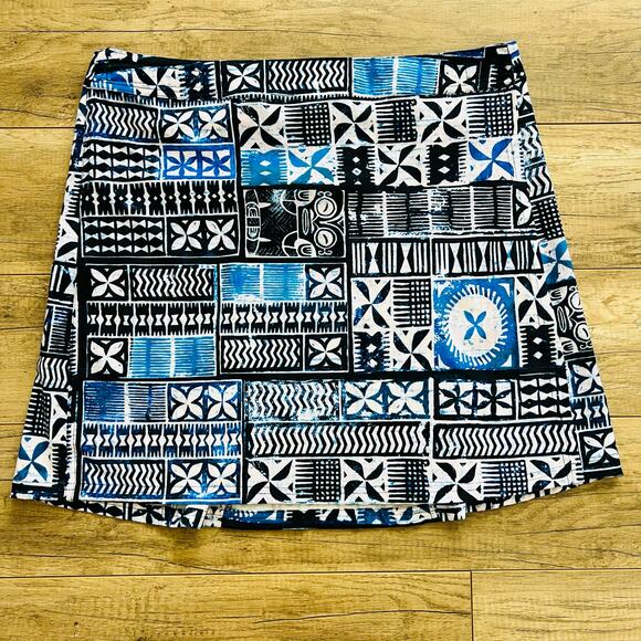 RipSkirt Hawaii Length 2 Medium Blue Geo Printed Tiles 19.5” Adjustable Wrap - Picture 4 of 5